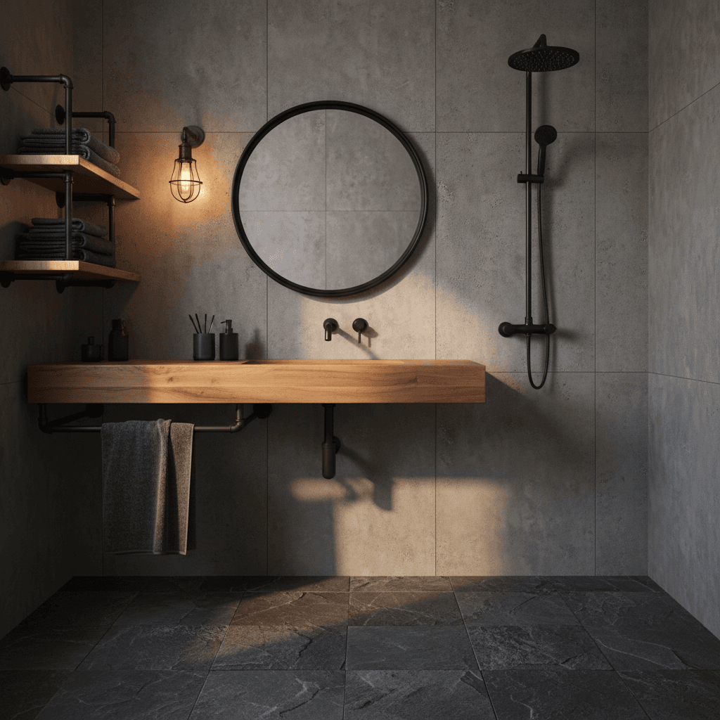 Industrial Badezimmer mit Beton