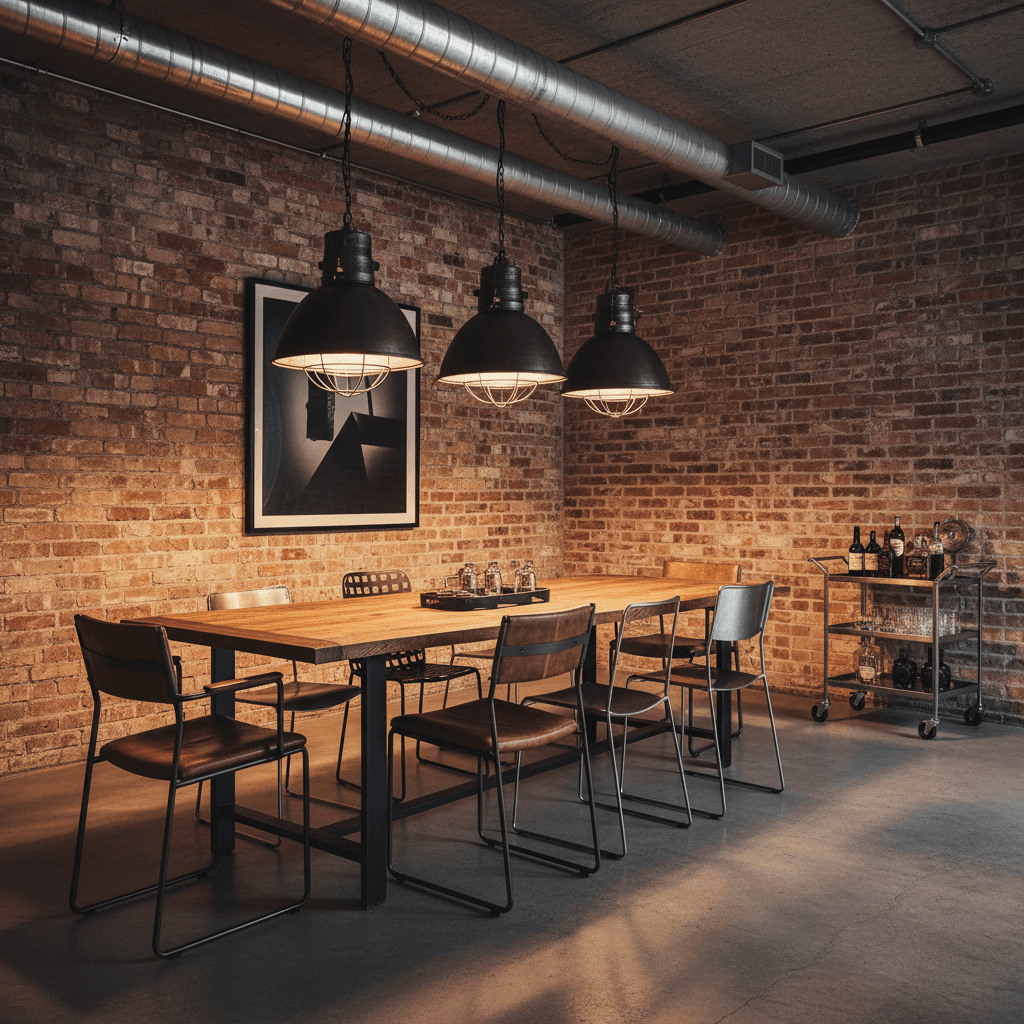 Industrial Essbereich mit Werkbanktisch