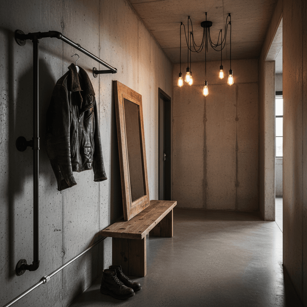 Industrial Flur mit Metallgarderobe