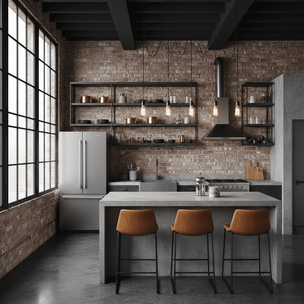 Industrial Küche mit Metallfronten