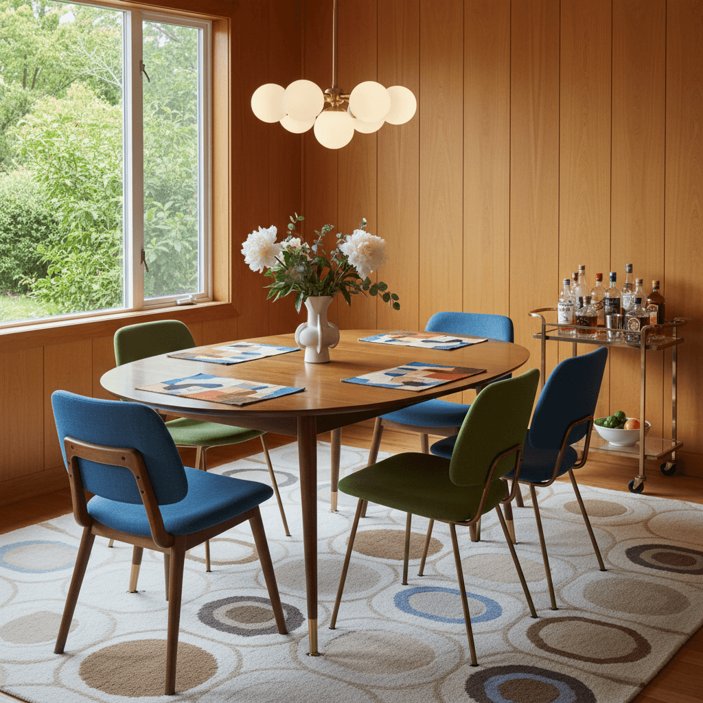 Mid-Century Essbereich mit ovalem Tisch