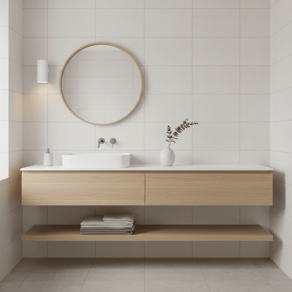 Helles Badezimmer im nordischen Stil