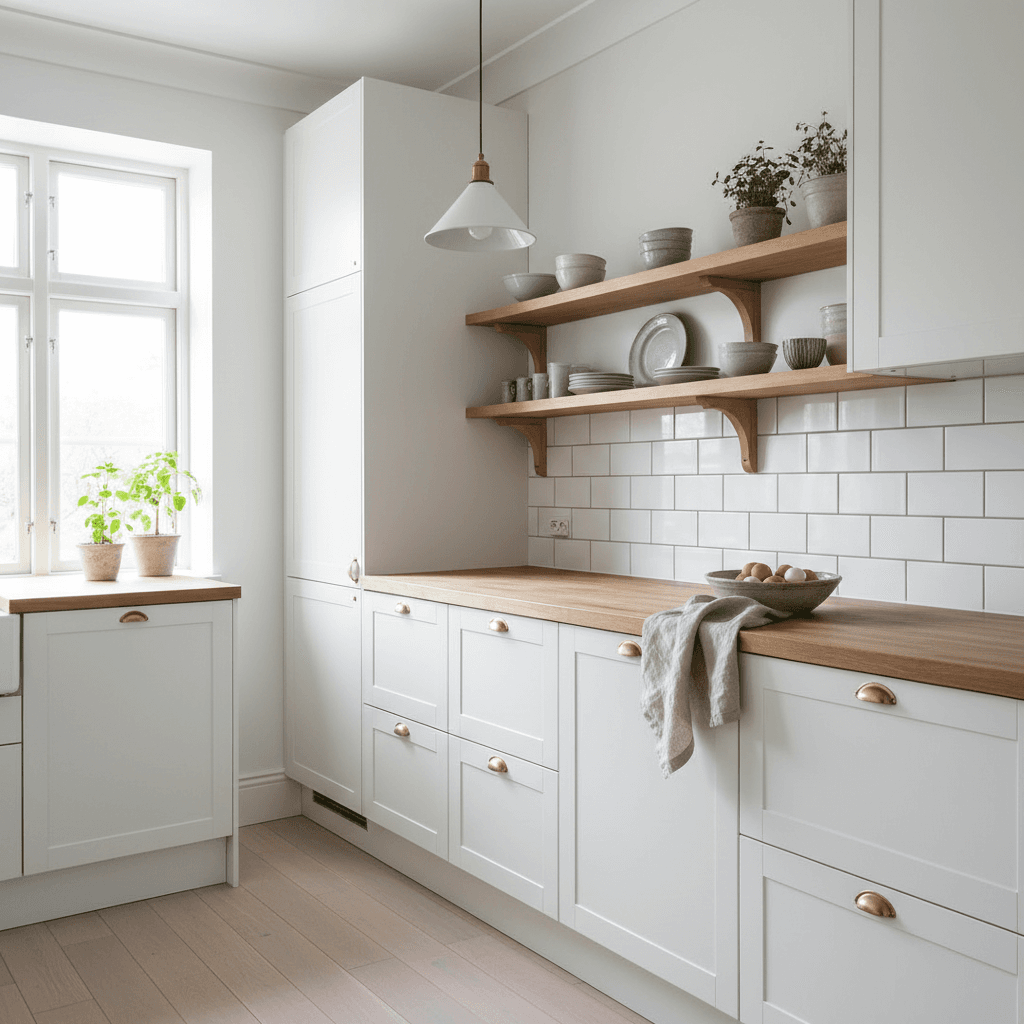 Skandinavische Küche mit Holzdetails