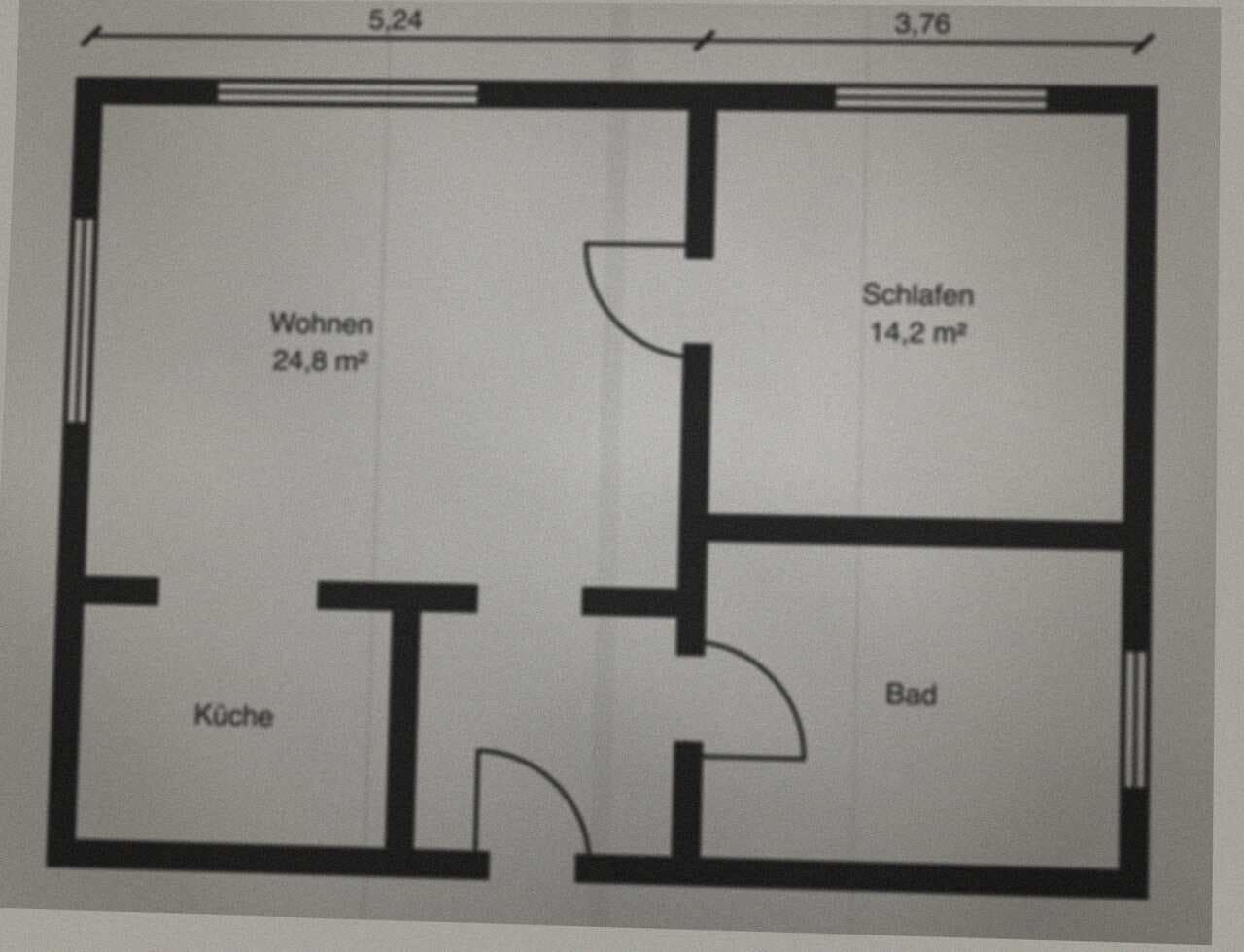 Grauer Kopierer-Scan eines Grundrisses