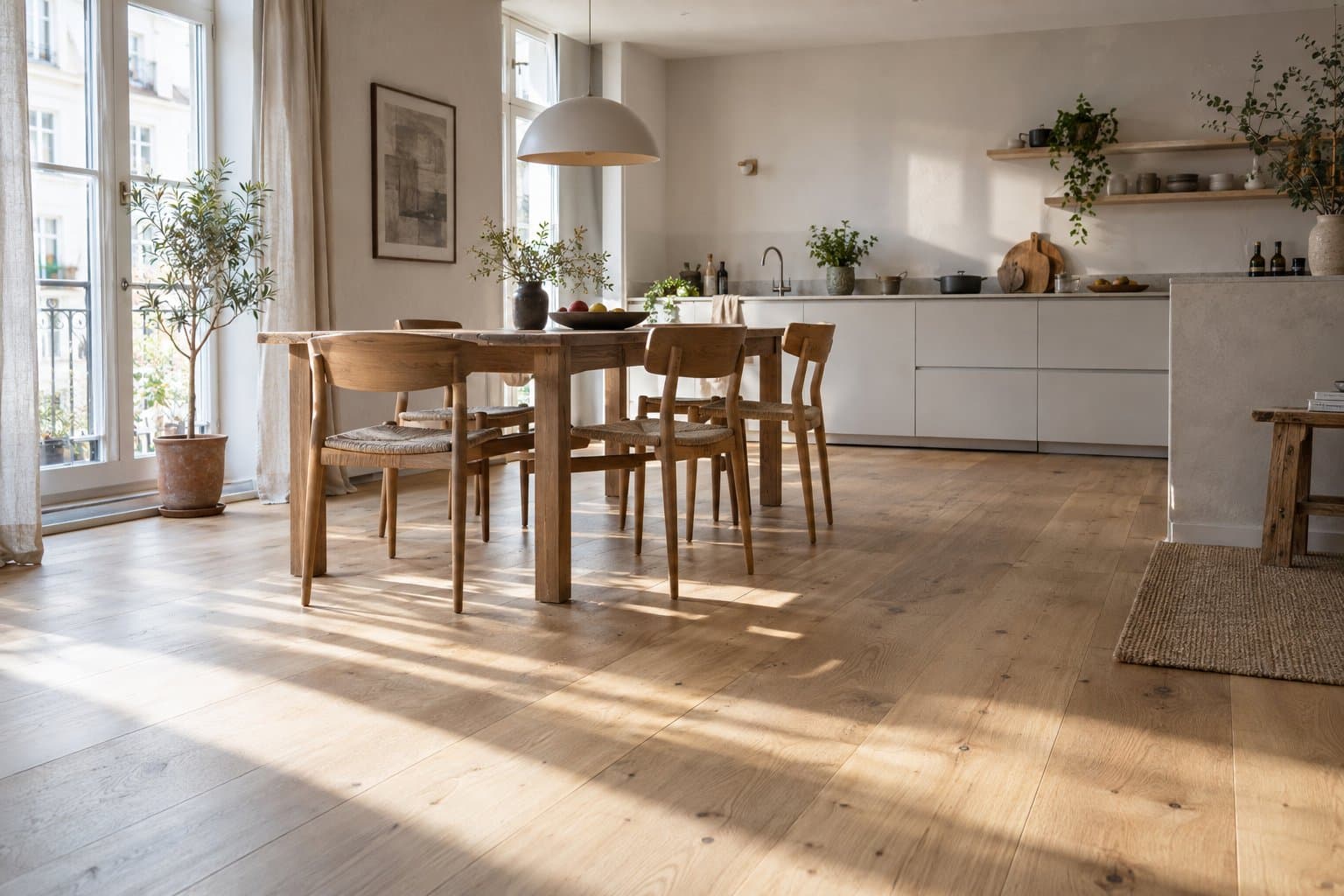 Virtuell simulierter heller Holzboden