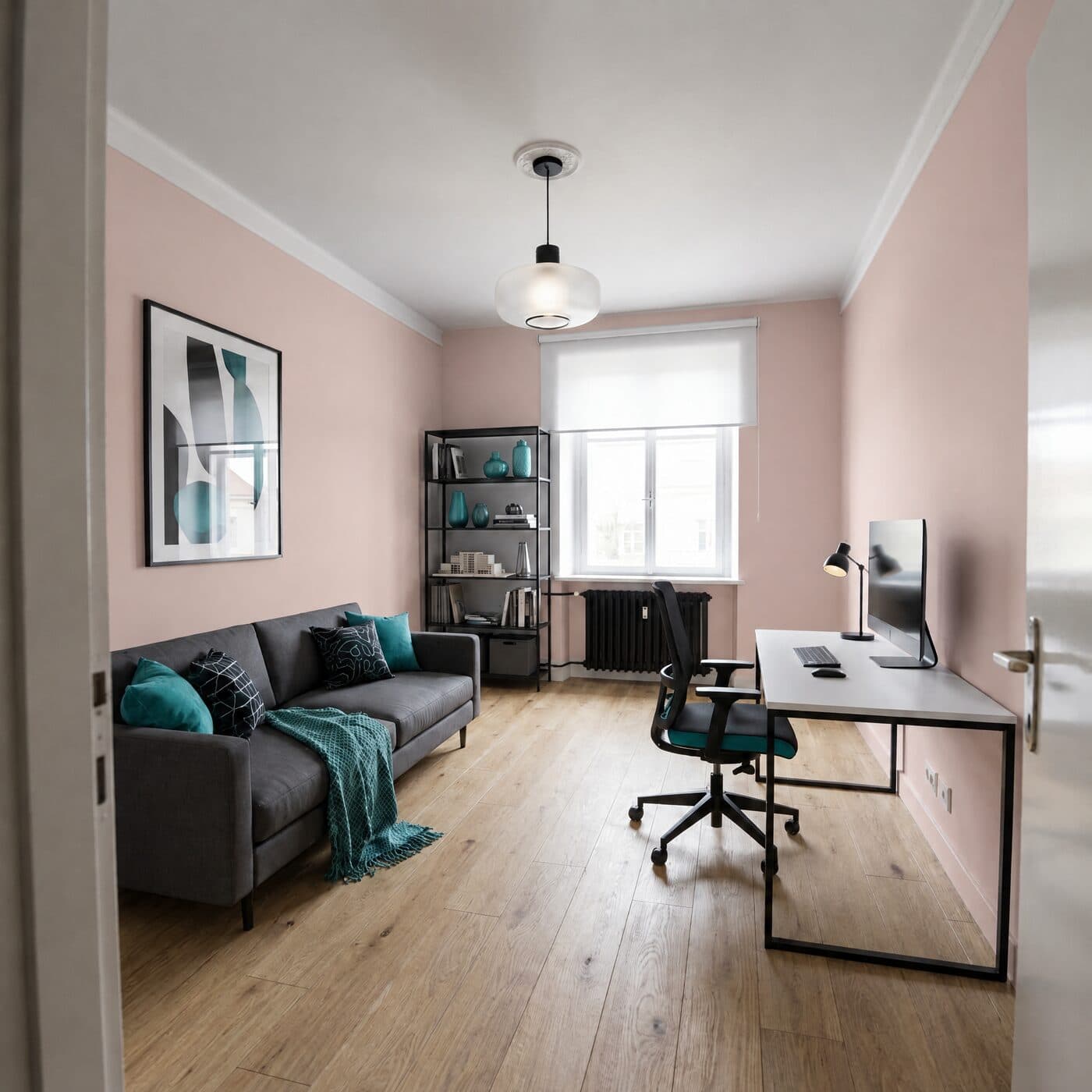 Arbeitszimmer in Altrosa, Abstufung hell (#E0C7C3)