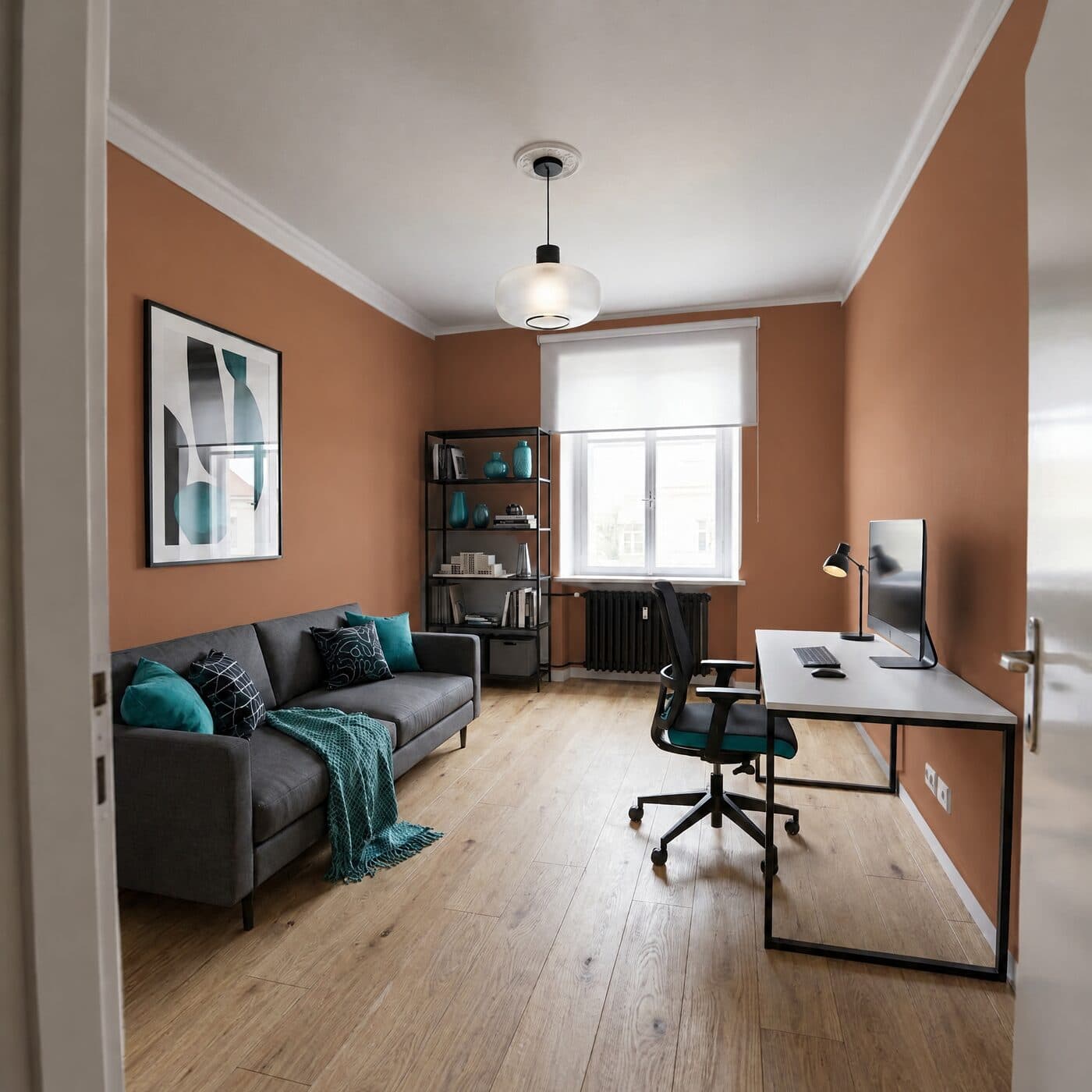 Arbeitszimmer in Terrakotta, Abstufung kräftig (#A8664A)